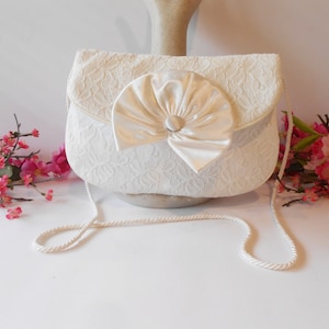 Vintage White Lace Bridal Purse, Elegant White Clutch Bag, Wedding Purse, Bride&#39;s Purse, White Evening Bag EB-0445