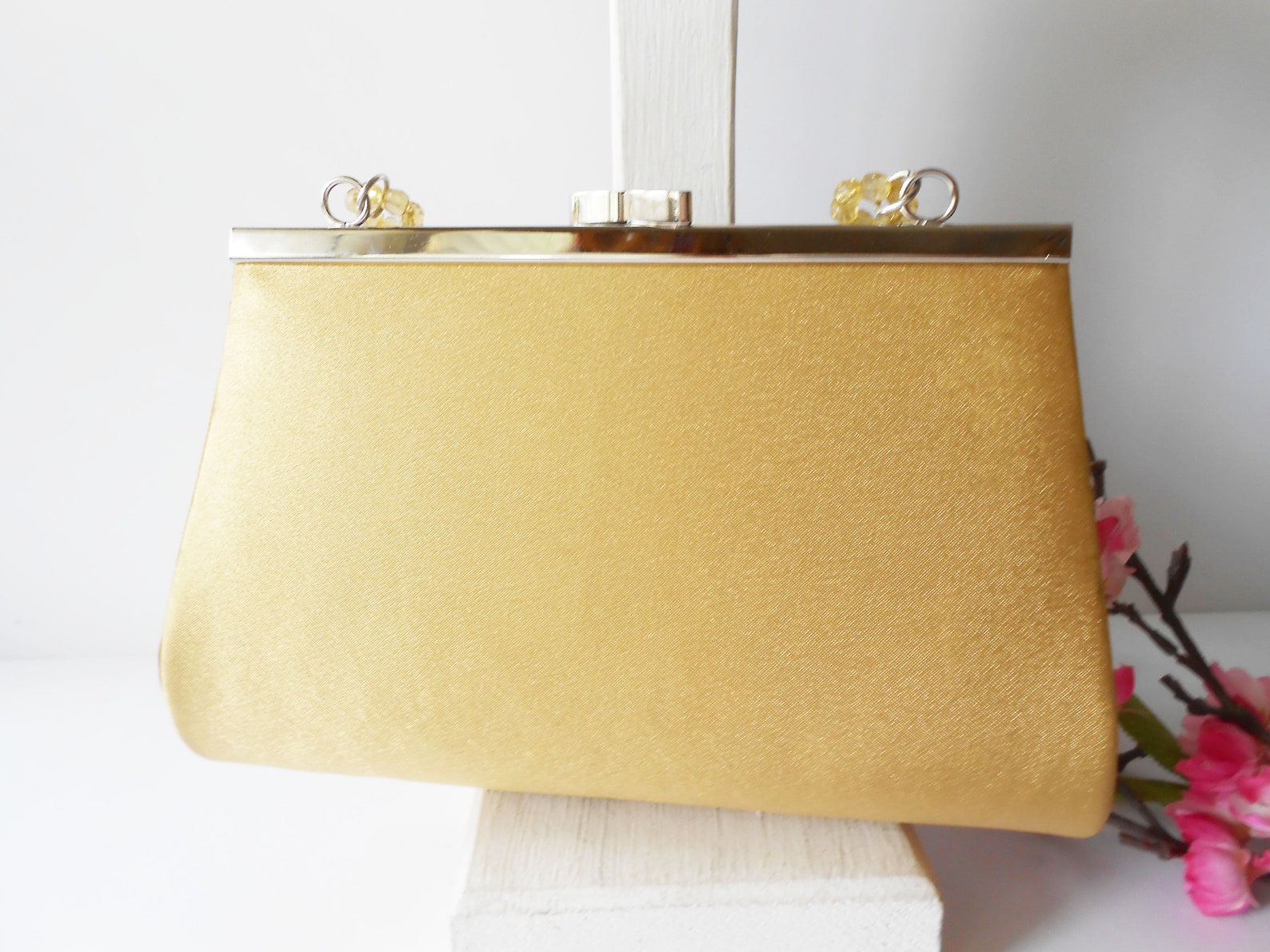 Gold Hand-Beaded Tote Bag - Luxury Handcrafted Evening Tote