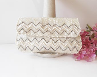 Vintage Beaded Wedding Clutch, Made in Japan EB-0739