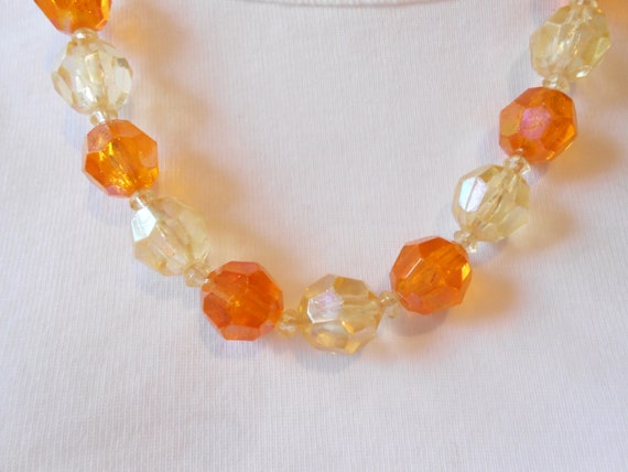 Vintage Austrian Crystal Necklace, Orange Yellow … - image 4