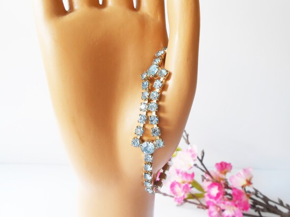 Vintage 1950's Blue Rhinestone Bracelet, Something Blue for