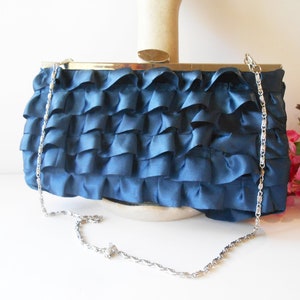 Blue Taffeta Evening Bag, Blue Clutch Handbag, Evening Party Bag, Special Occasion, Mother Bride Bag EB-0723