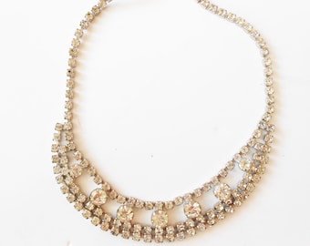 Vintage Rhinestone Necklace, Cocktail Jewelry