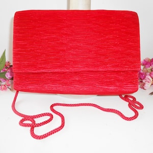 Red Clutch Evening Bag, Red Taffeta EB-0257
