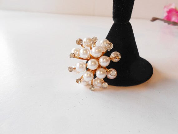 Pearl and Rhinestone Earrings, Vintage Pearl Rhin… - image 5