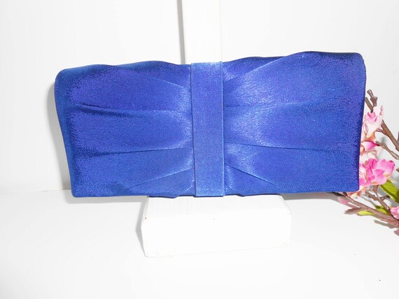 cobalt blue satin clutch bag