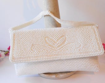 Pearl Beaded Wedding Purse, Made in Japan, EB-0732