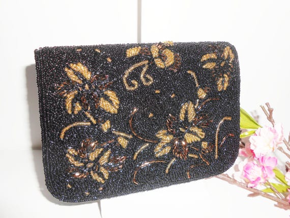 Black Gold Beaded Evening Bag Vintage Beaded Clutch Bag Black Copper Gold Handbag Special Occasion Bag EB 0549 Etsy Ireland