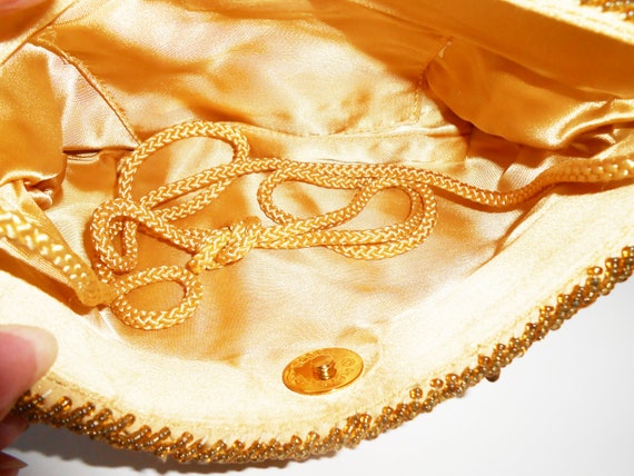 Gold Beaded Clutch Evening Bag, Gold Beaded Handb… - image 4