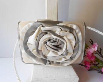 Cream Taupe Evening Bag, Petite Clutch Handbag, Mother of Bride Purse, Special Occasion   EB-0695