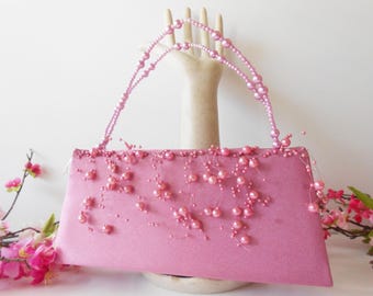 Dusty Rose Evening Bag: Rose Pearl Accents EB-0666