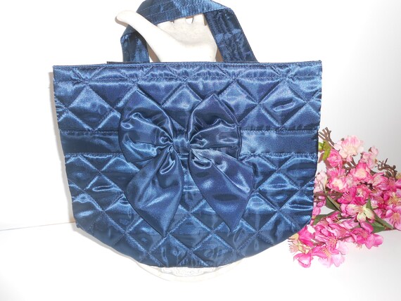 Blue Pouch Handbag, Blue Taffeta Bag, Special Occ… - image 4