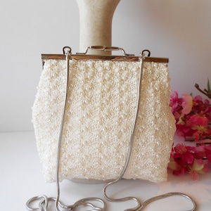 White Bridal Purse, White Evening Bag, Embroidery Brides Purse, White Bridal Bag, EB-0126