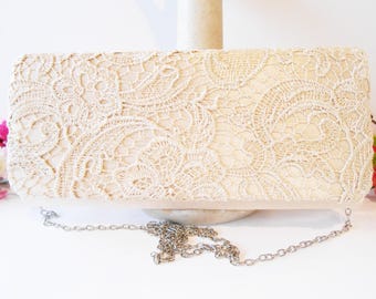 Champagne Lace Evening Bag, Lace Clutch Bag, EB-0234