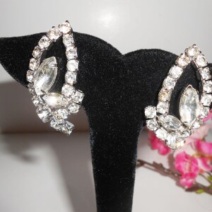 Vintage Rhinestone Earrings, Glamorous Statement Earrings, Clip-On, Jewelry Gift for Her image 1