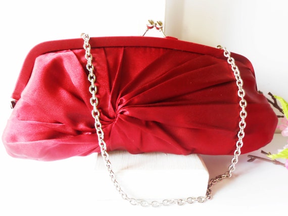 Red Clutch Bag, Red Evening Purse, Holiday Handba… - image 3