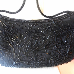 Black Bead Evening Bag, Black Clutch Handbag, Prom Purse, Formal, Special Occasion EB-0263