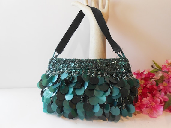 Emerald Green Evening Bag, Glitzy Green Clutch Ba… - image 10