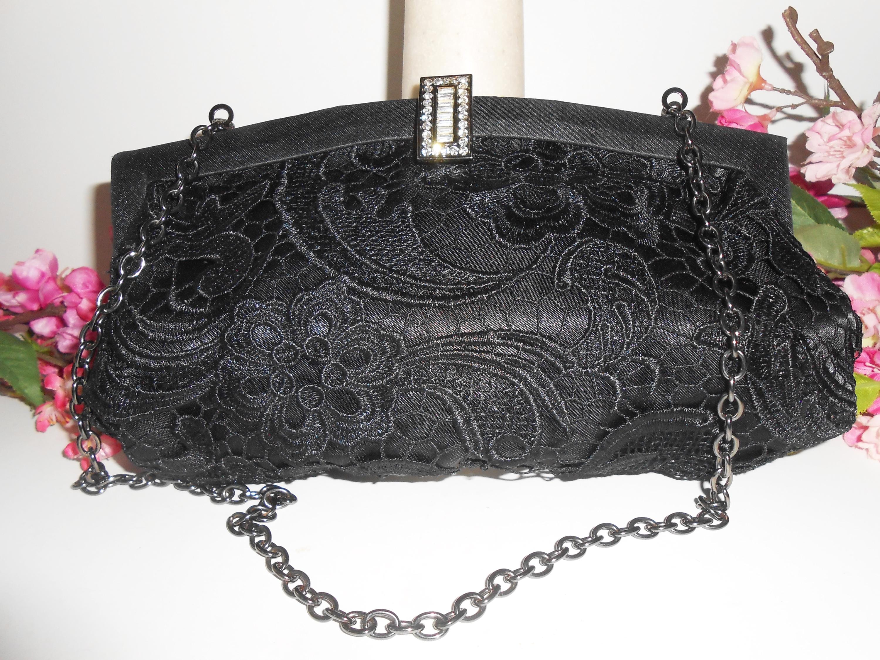 Black Lace Evening Bag Black Clutch Bag Vintage Lace Purse Special Occasion Formal Purse Cocktail Purse EB 0427