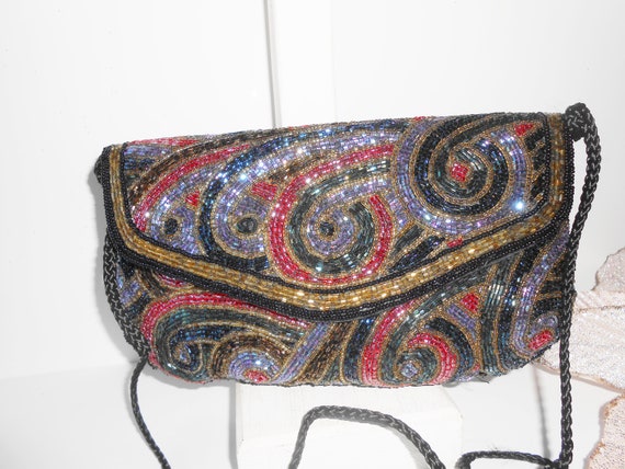 Multi-Color Beaded Evening Bag, Glam Multi-Color … - image 5