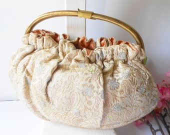 1940's Embroidered Damask Handbag EB-0023