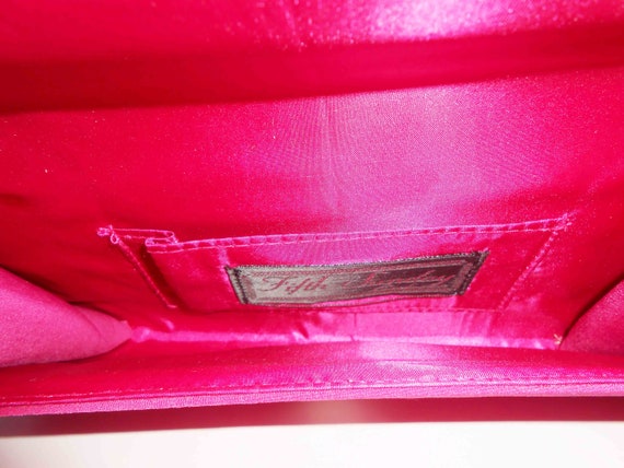 Raspberry Taffeta Clutch Evening Bag, Vintage Ras… - image 7