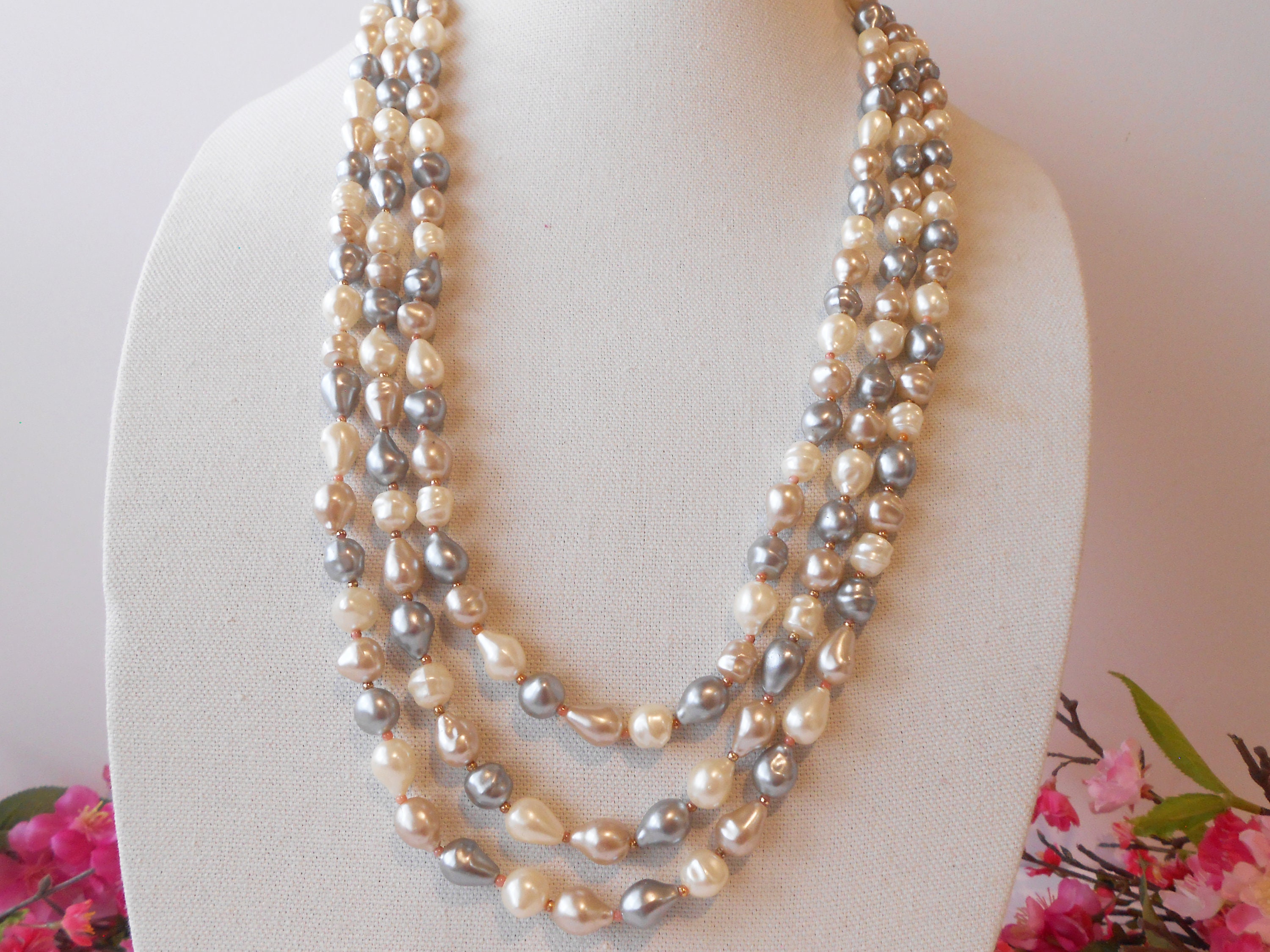ネックレス・ペンダント [KINDABABY] gemstone gray pearl necklace Gray Pearl Necklace,two Strands Pearl Necklace, Pearl