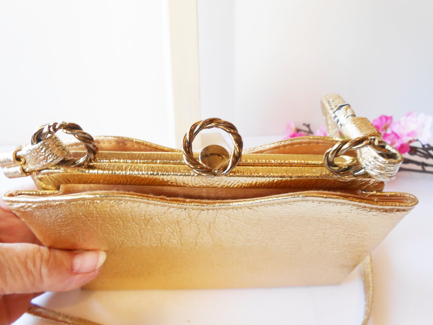 Vintage Gold Evening Bag Metallic Handbag Glamorous Purse Etsy