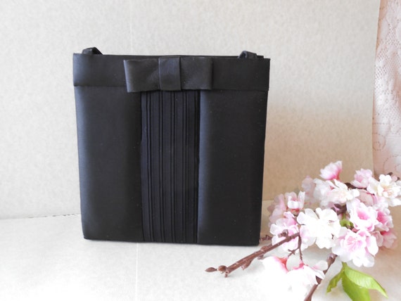 Vintage 1960's Black Evening Bag, Glamorous Black… - image 5