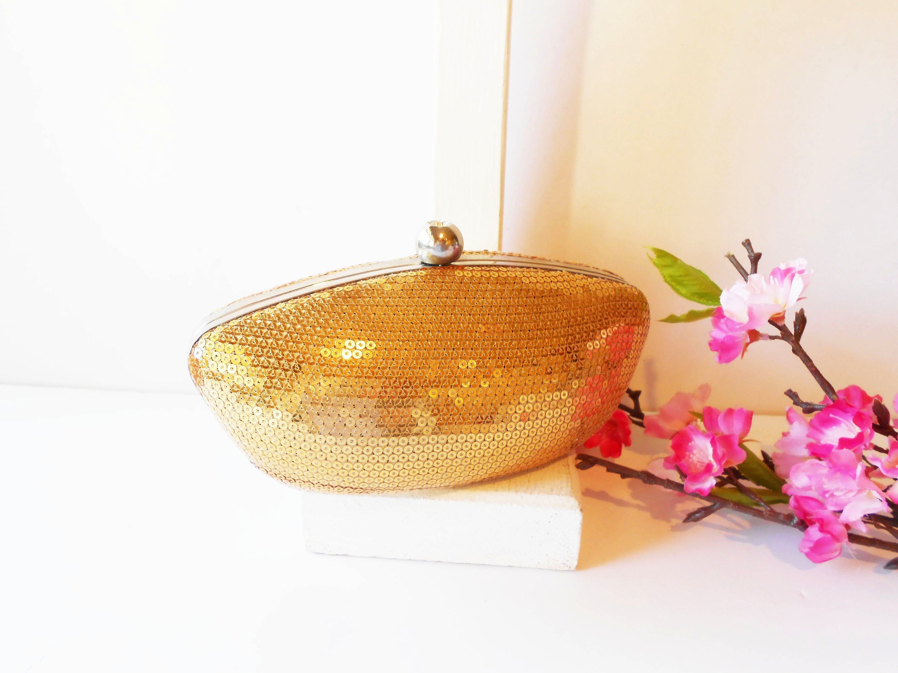 Sac Minaudiere a paillettes dorees pochette glamour en perles sac a main cocktail sac a main Diva EB 0599 Etsy Canada