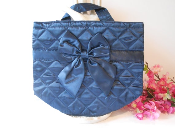 Blue Pouch Handbag, Blue Taffeta Bag, Special Occ… - image 2