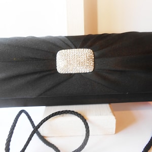 Bolso de noche de embrague negro vintage, adornos de pedrería elegante bolso de embrague negro, después de cinco bolso de embrague negro, EB-0337