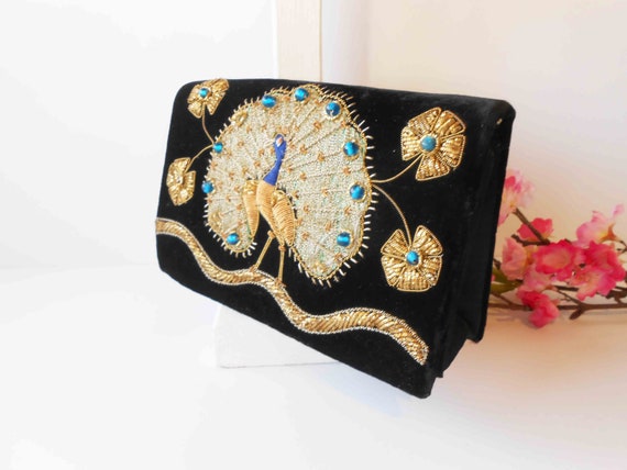 Vintage Black Beaded Clutch Bag, Glamorous Beaded… - image 4