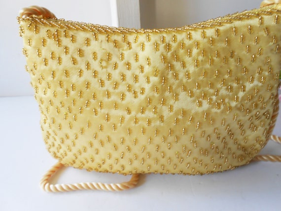 Vintage Gold Beaded Evening Bag, Stunning Gold Cl… - image 6