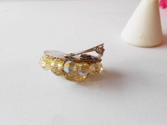 Vintage Yellow Rhinestone Earrings, Yellow AB Rhi… - image 7