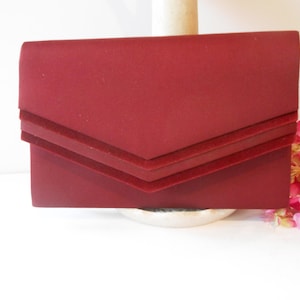 Burgundy Evening Bag, Burgundy Clutch Bag, Autumn Color, Velvet Accents, Fall Handbag EB-0631
