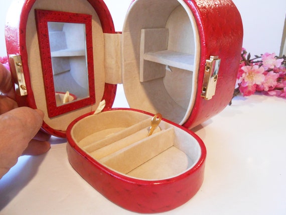 Ladies Jewelry Case, Red Jewelry Box, Jewelry Hol… - image 1