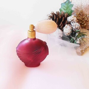 Red Glass Perfume Bottle with Atomizer, Vintage Scent Bottle, Small Perfume Bottle, Vanity Accessory, Holiday Gift for Her
