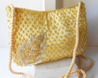 Vintage Gold Beaded Evening Bag, Stunning Gold Clutch Bag, Special Occasion Purse, After-Five Bag EB-0613