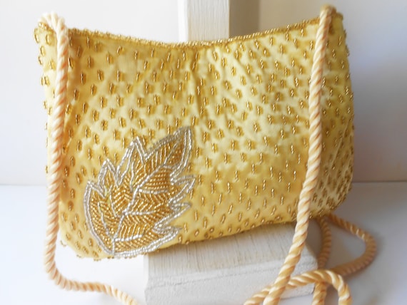 Vintage Gold Beaded Evening Bag, Stunning Gold Cl… - image 1
