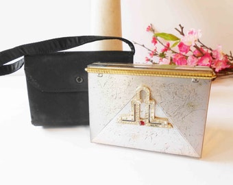 1940&#39;s Art Deco Compact Purse, Vintage Volupte&#39; Powder Lipstick Purse, Luxe Gift for Her, Vintage Make-up Holder