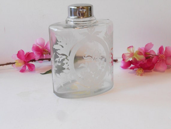 Glass Lotion Jar, Art Deco Vanity Jar, Vanity Acc… - image 1