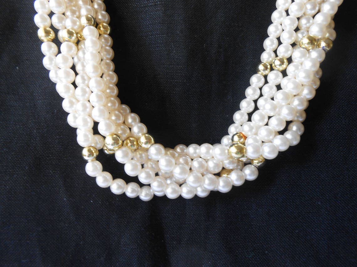 Vintage 6 Strand Pearl Necklace Matinee Length Pearls Six Etsy