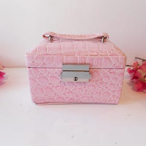 Pink Travel Jewelry Box, Vintage Jewelry Case, Jewelry Organization, Gift for Traveler,