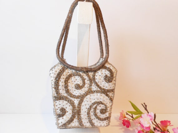 Dazzling Silver and Grey Beaded Handbag, Sparkly … - image 8