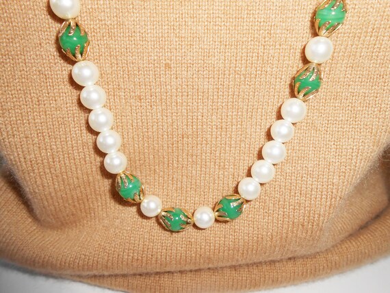 【kindababy】green middle pearl necklace〜ネックレス★2021SS Pearl Necklace Green Beads, Single Strand Necklace, Opera