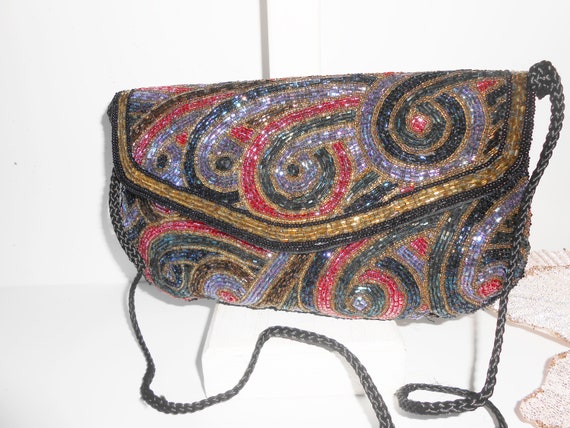 Multi-Color Beaded Evening Bag, Glam Multi-Color … - image 4