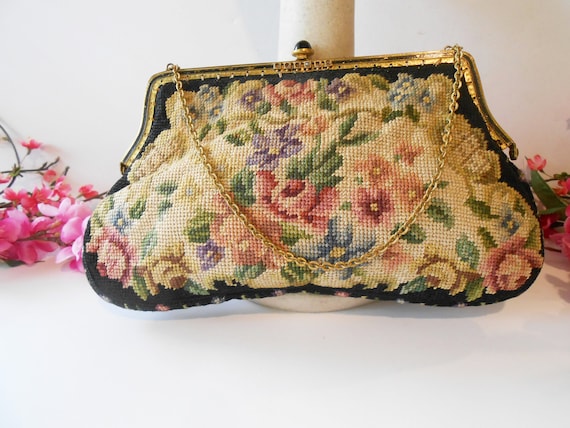 Vintage Tapestry Evening Bag, Floral Tapestry Clutch EB-0723