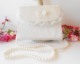 White Lace Wedding Purse, Brides Lace Bag EB-0234