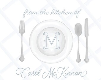 blue gingham kitchen sticker